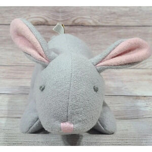 Jax And Bones Plush Wool Bunny Rabbit Stuffed Dog Toy Gray Pink 8.5"